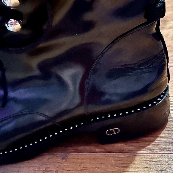 HALF OFF Christian Dior Patent Leather Combat Boots with Embellishments NEW s.38 - Picture 5 of 6